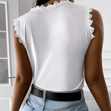 Gilet en dentelle décontracté et élégant avec une encolure ronde