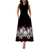 Robe Trapèze Imprimée Sans Manches