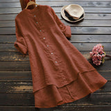 Chemise En Coton Et Lin Á Boutons Unis