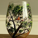 Verres à vin Arbre des Quatre Saisons - Art Peint à la Main