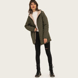 Manteau Matelassé Léger à Capuche et Manches Longues