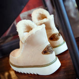 Bottes de Neige à Plate-forme à Talons Plats d’Hiver