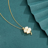 Collier trèfle à quatre feuilles porte-bonheur en opale en forme de cœur