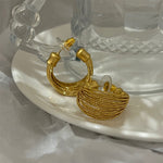 Boucles d'Oreilles Brossées en Forme de C