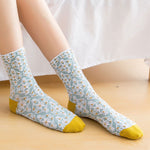 Chaussettes rétro en coton à fleurs
