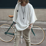 T-shirt Ample à Manches Longues de Couleur Unie Pour Hommes