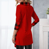 Robe irrégulière à carreaux avec revers