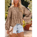 Elégant chemisier unicolore à manches longues