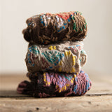 Chaussettes mi-mollet à fleurs en relief