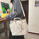 Sac à bandoulière en toile sobre de grande capacité