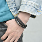 Bracelet en cuir multicouche pour homme