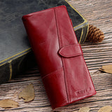 Porte-monnaie Vintage en Cuir Véritable de Grande Capacité RFID