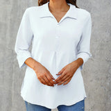 Chemisier en coton et lin de couleur unie