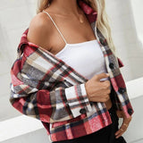 Veste vintage à revers à carreaux