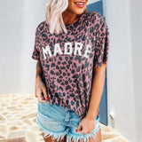 T-shirt tendance col rond imprimé léopard
