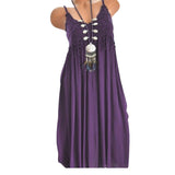 Robe de plage en dentelle sexy de couleur unie