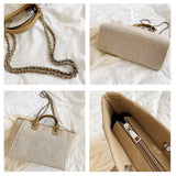 Sac fourre-tout en toile à bandoulière pour femmes, sac seau à sangle en chaîne