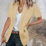 Blazer Uni à Manches Courtes et Revers Décontractés