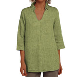 Chemise d'automne à col en V pour dames