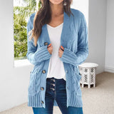 Veste Cardigan Décontractée Á Manches Longues Et Col En V