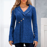 Haut de Couleur Unie avec Boutons et Manches Longues