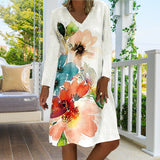 Robe imprimée à manches longues et col rond