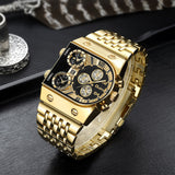 Montre à Quartz Multi-fuseaux Horaires pour Homme à Grand Cadran