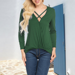 T-shirt femme en maille col V