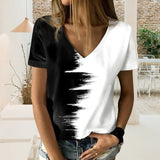 T-shirt à col en V contrasté