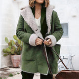 Veste en Peluche Épaisse à Revers