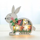 Décoration de Pâques lapin en bois avec lumière LED