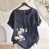 Chemise En Lin Et Coton Á Fleurs
