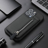 Couverture de portefeuille à fermeture éclair magnétique avec porte-carte de crédit