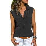 Chemisier uni sans manches avec poches