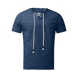 Chemises en jean extensibles à lacets et pampilles pour hommes