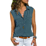 Chemisier uni sans manches avec poches