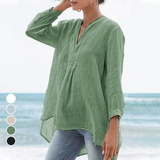 Chemisier décontracté de couleur unie avec col en V