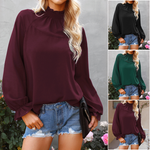 T-shirt ample à manches longues en mousseline de soie pour femme