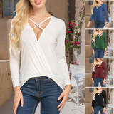 T-shirt femme en maille col V