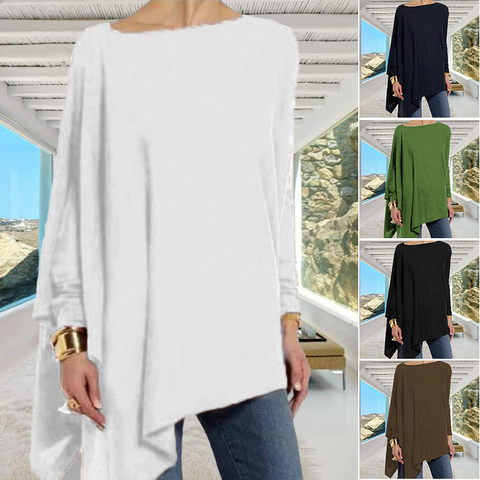 T-shirt à Manches Longues de Couleur Unie pour Femmes
