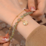 Wotian Jade Bracelet Porte-bonheur en Feuille d'Or