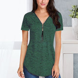 T-shirt d'été uni zippé pour femme