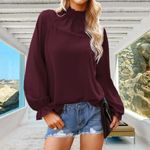 T-shirt ample à manches longues en mousseline de soie pour femme