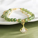 Wotian Jade Bracelet Porte-bonheur en Feuille d'Or
