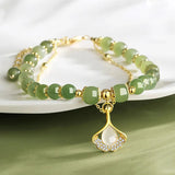 Wotian Jade Bracelet Porte-bonheur en Feuille d'Or