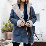 Veste en Peluche Épaisse à Revers