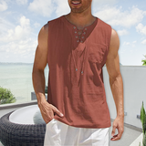 t-shirt en coton et lin à lacets
