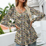Chemise Á Manches Longues Bouffantes Imprimée