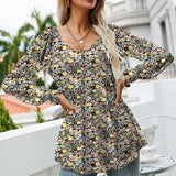 Chemise Á Manches Longues Bouffantes Imprimée