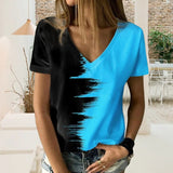T-shirt à col en V contrasté